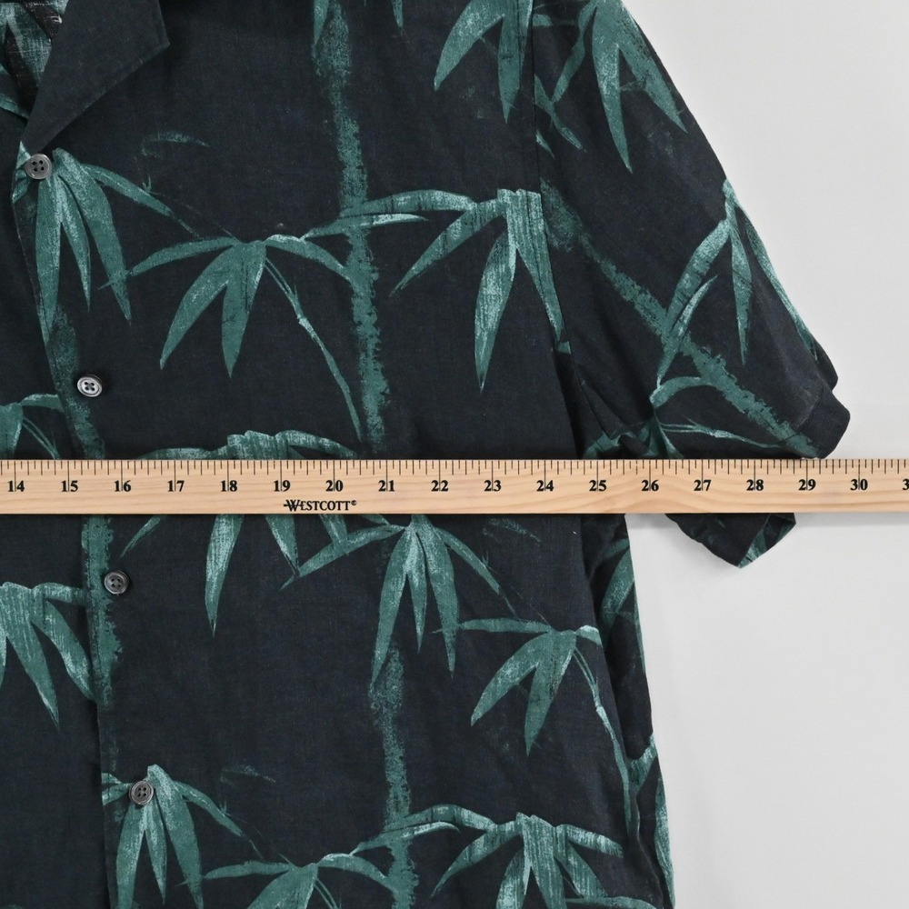 Theory Irving Bamboo Shirt Mens Size XL Black Teal Linen Tropical Button Resort - Picture 3 of 9